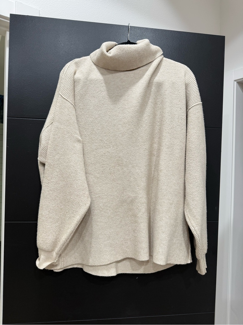 Free People Cream Ribbed Turtleneck Sweater